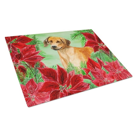 

Caroline s Treasures Rhodesian Ridgeback Poinsettas Glass Cutting Board Large