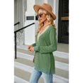 thumbnail image 2 of Anbech Deep V Neck Women Blouse Guipure Lace Shirt Solid Color Splice Trendy Long Sleeve Casual Tops, 2 of 8