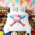 thumbnail image 3 of Erosebridal Pink Swirl Baseball & Bat Print Twin Bedding Sets, Cute Sports Bedding Comforter Set for Kids Boys and Girls, Polka Dots Reversible 7pcs, 3 of 6