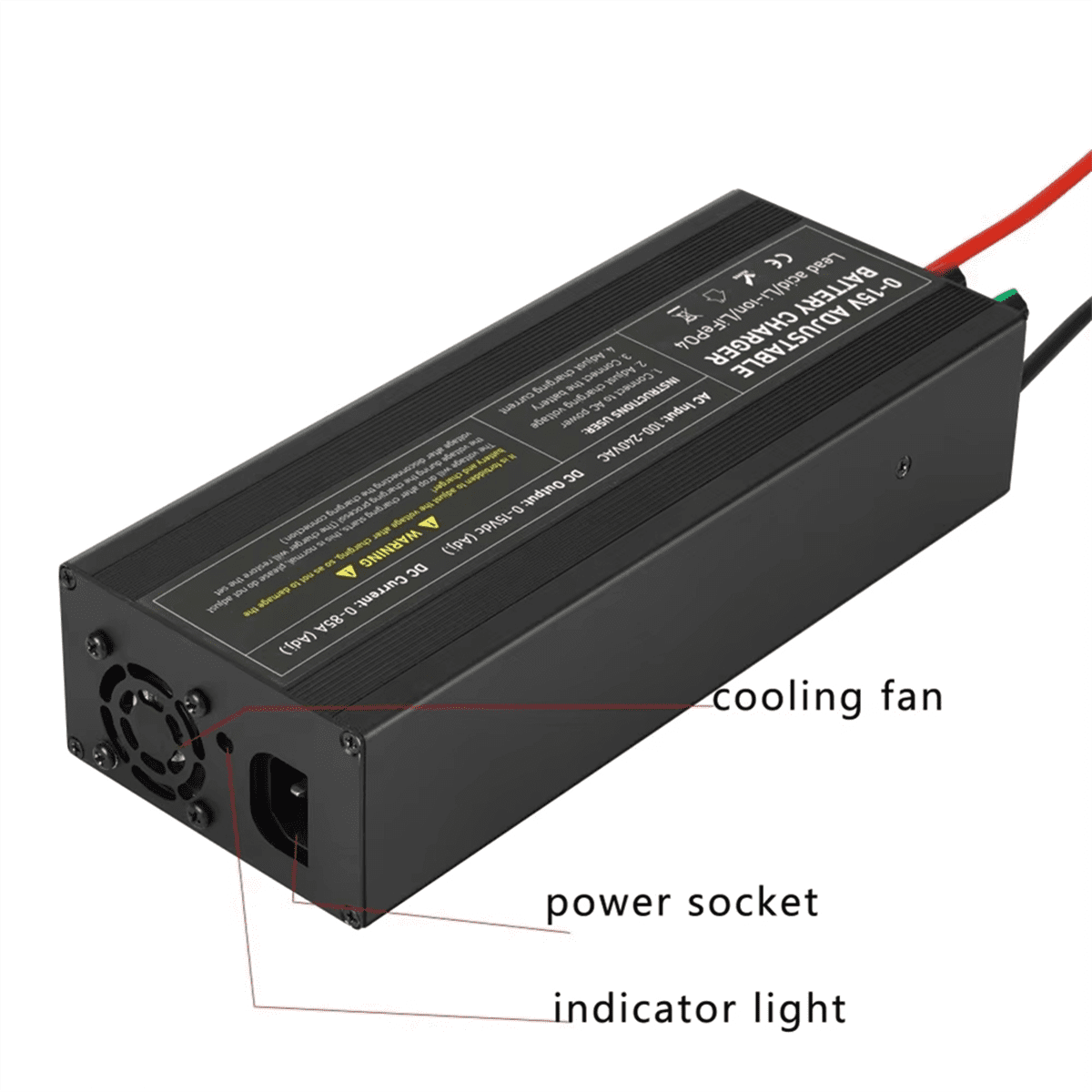 60A Lifepo4 Charger 0-15V Battery Charge Car Fast Charge Lithium Battery Charger 12.6V High Power Adapter US Plug