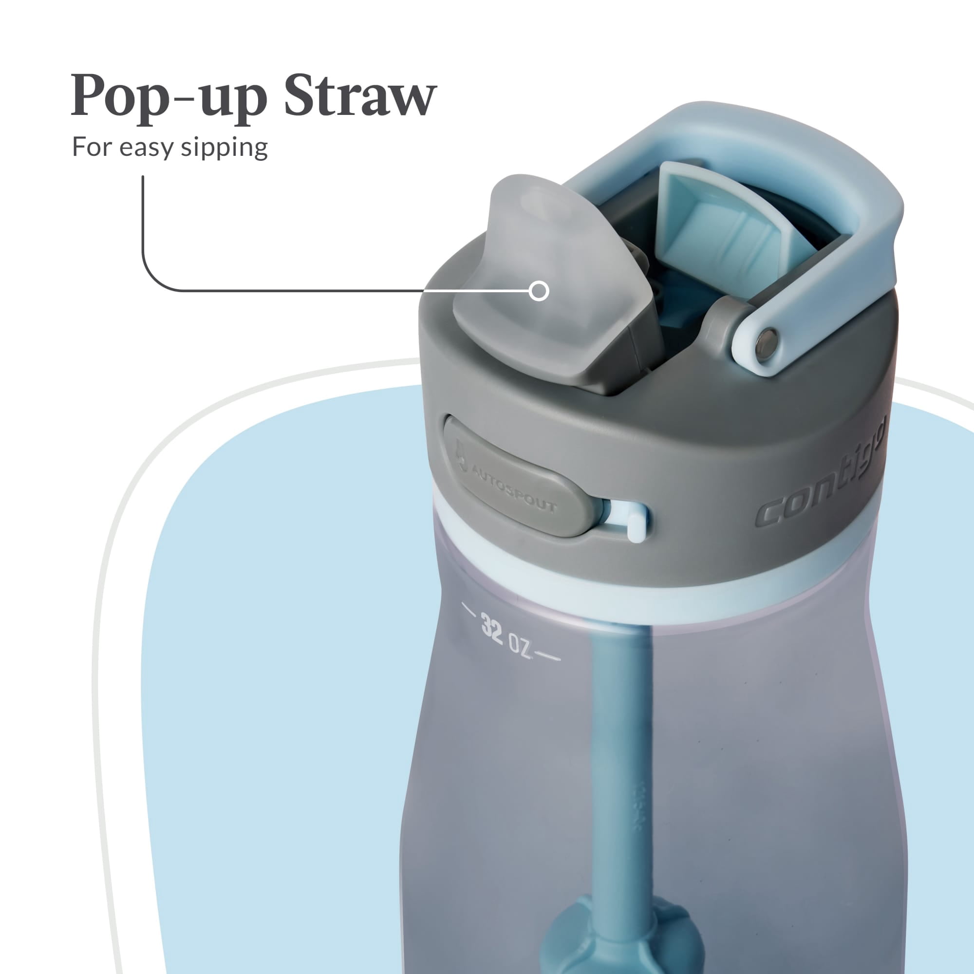 Contigo Wells Plastic Filter Water Bottle with AUTOSPOUT Straw Lid, 32 oz., Dark Ice
