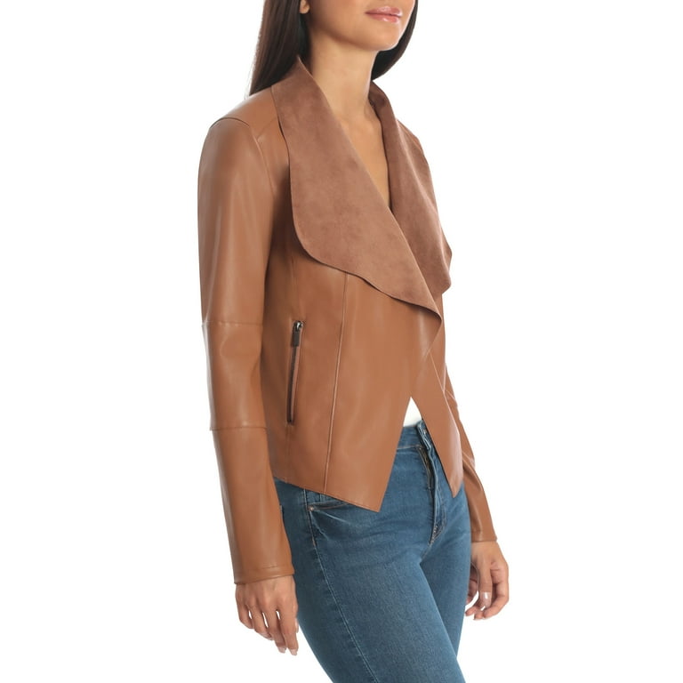 Bagatelle faux leather drape deals jacket