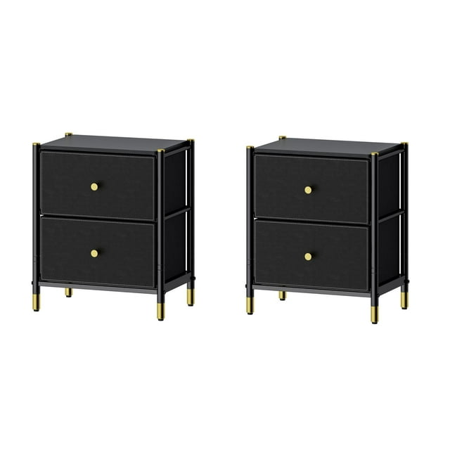 DECOMOMO Table de Chevet avec Tiroirs / 2 Niveaux / Table d'Appoint avec Paniers (Lot de 2)