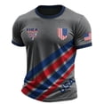 thumbnail image 3 of Soccer Cup 2026 Jersey for Men, Crew Neck Short Sleeve USA Shield & Diagonal Stripes Graphic Tee - Breathable Polyester Athletic Top for Match Day & Gym Gray XXL, 3 of 5