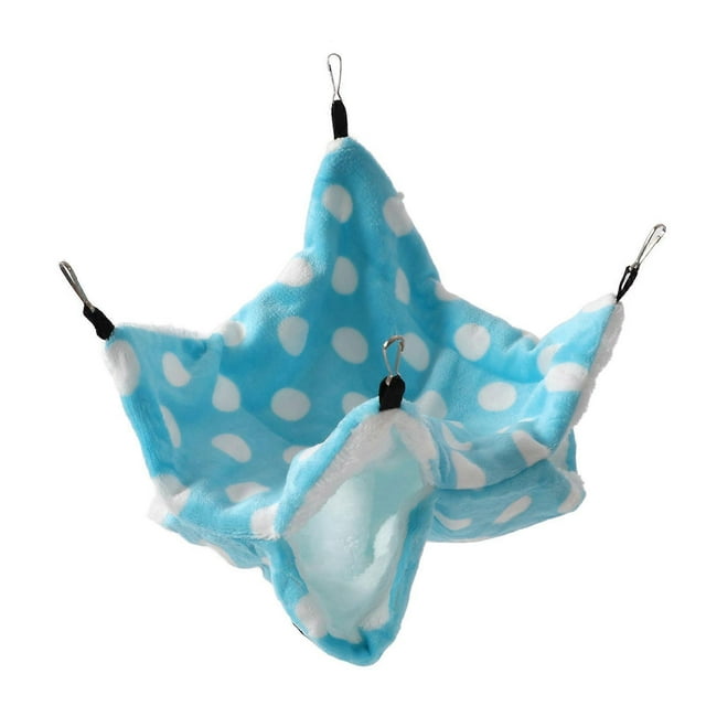 3 Layer Small Animal Hammock Safe Soft Plush Warm Hanging Squirrel Sleeping Bags for Hamster Ferret SquirrelBlue