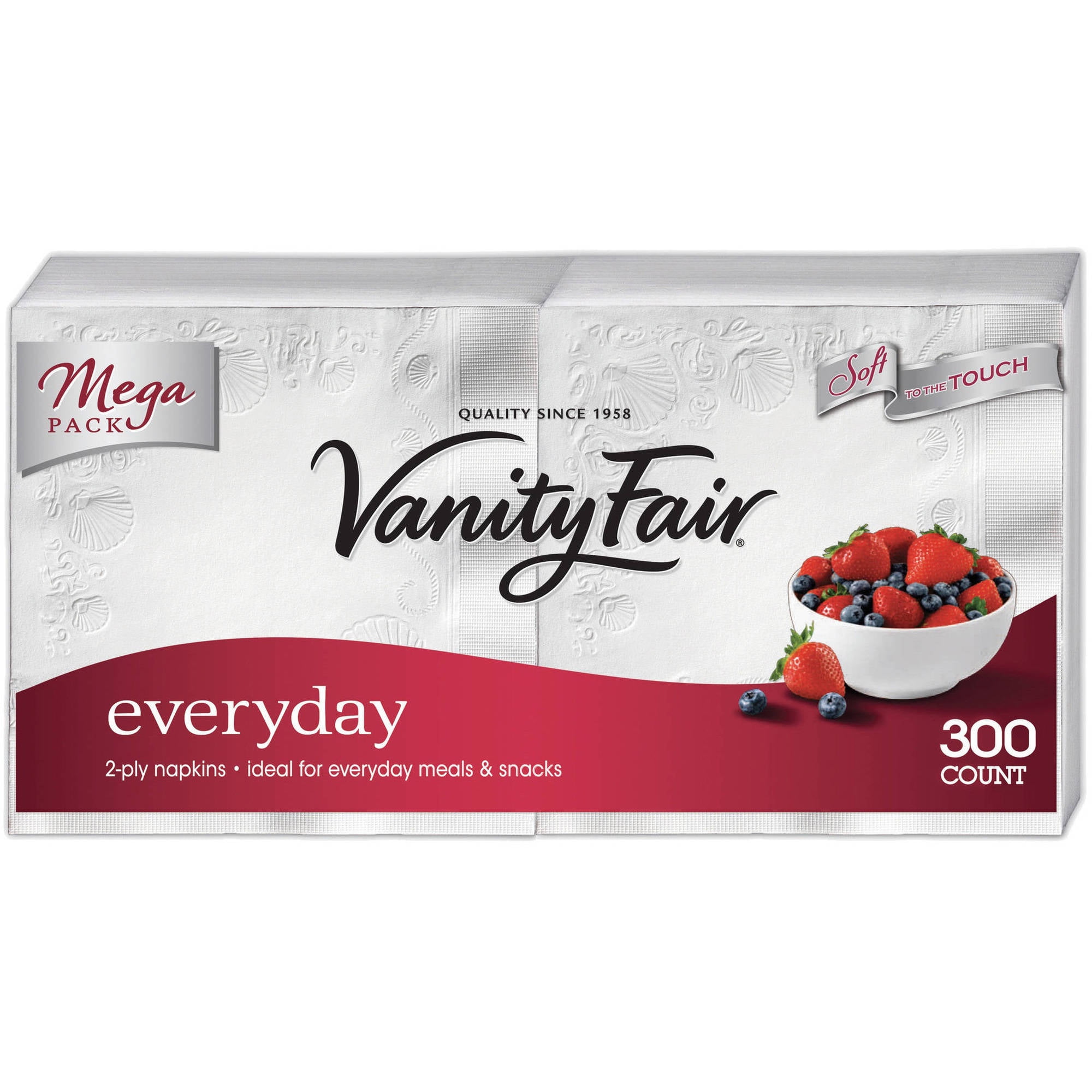Vanity Fair Everyday Napkins, 2ply White, 300ct