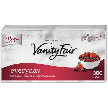 Vanity Fair Everyday Napkins, 2-ply White, 300ct