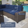 thumbnail image 2 of IDEALHOUSE 6 Pieces Outdoor Patio Furniture Set, Wicker Patio Conversation Set Sectional Sofa, Brown Patio Sofa with 5 Navy Blue Seat Cushions and 1 Glass Coffee Table, 2 of 7
