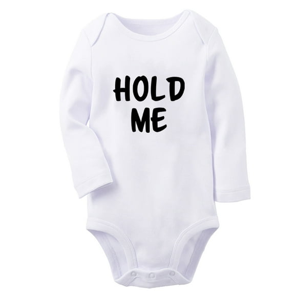 Hold Me Funny Rompers, Newborn Baby Unisex Bodysuits, Infant Jumpsuits, Toddler 0-12 Months Kids Long Sleeves Oufits (White, 6-12 Months)