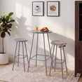 thumbnail image 4 of Best Choice Products 3-Piece Steel Patio Bar Height Round Bistro Set w/ Backless Stools, Slatted Design - Gray, 4 of 10