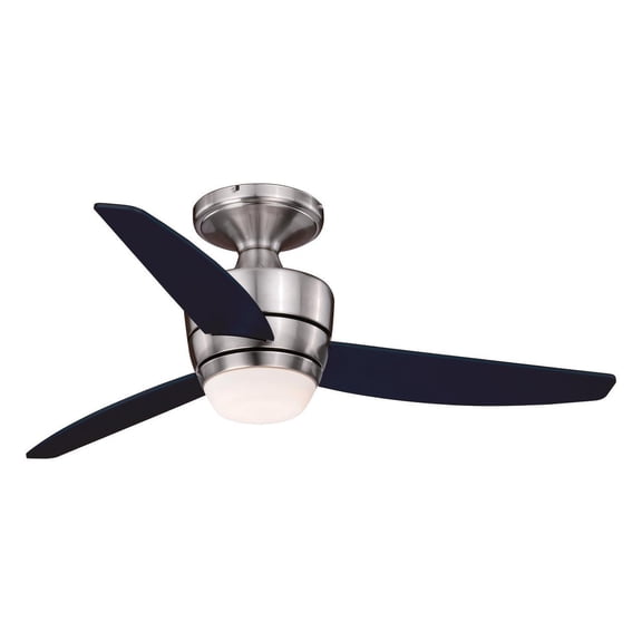 Vaxcel Adrian 44 In. Quiet Satin Nickel Flush Ceiling Fan with LED Light Kit and Remote