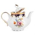 thumbnail image 2 of Kitchen Floral Teapot with Lid 40.58 fl oz (1200 ml) Gardens of Versailles Porcelain Tea Pot Brewer for Tea Coffee Serving Pot for Loose Tea, 2 of 9