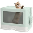 thumbnail image 2 of PawHut Cat Litter Box, Front Entry Top Exit Cat Litter Tray, Green, 2 of 9