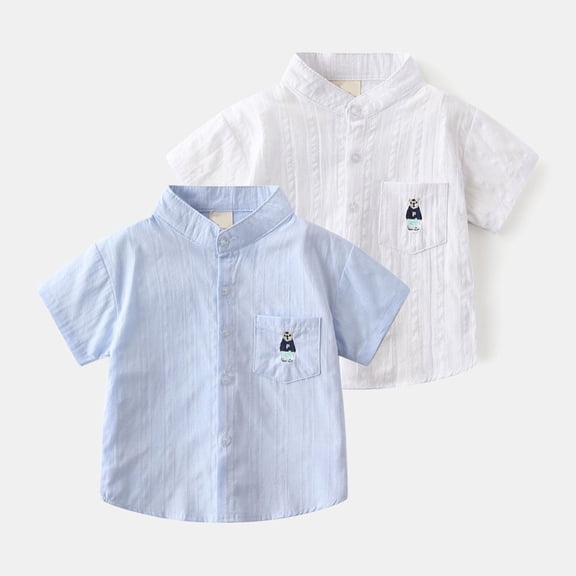 MuXiKeJi Clothes Kids Polo Shirts Boys 7-8 Button Down Cartoon Print Short Sleeve Pocket Shirts Summer Casual Pullover Tops Toddler Boy Clothes