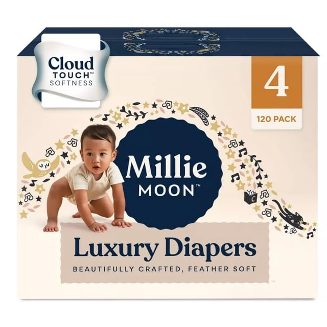 Pañales de lujo Millie Moon talla 4, paquete de 120 unidades