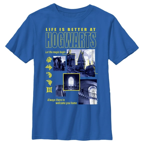 Boy's Harry Potter Life is Better at Hogwarts Graphic Tee Royal Blue X Small