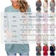 thumbnail image 3 of Neewe Womens Classic Plain Tops 3/4 Sleeve Shirts Round Neck Loose Casual Blouses Long Pullover with Pocket Daily Outfits, 3 of 6