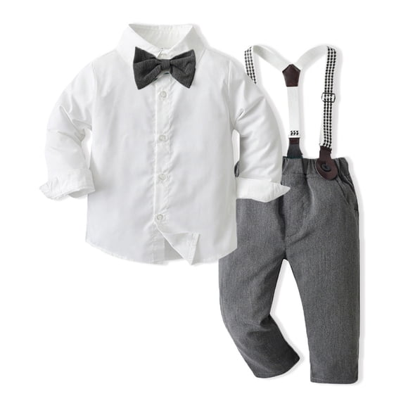 Sonducket Ceremonia Evento Niños Camisa de manga larga Conjunto de pantalón general Viajar Senderismo Respetuoso con la piel Niños Tops conjuntos de ropa Gris 120cm