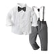 thumbnail image 1 of Qarigey Camisa de boda para niños, pantalón general, banquete, viaje, senderismo, respetuoso con la piel, Tops, pantalones, Kit, ropa, regalo conjuntos de ropa Gris 100cm, 1 of 6