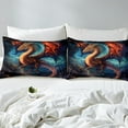 thumbnail image 3 of YST Magical Dragon Bed Set 3D Dragon Duvet Cover Queen Size Adult, Magic Animal Bedding Set Navy Red Watercolor Comforter Cover, Mystic Outer Space Universe Bed Cover 3 Piece (Zipper Closure), 3 of 6