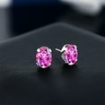 thumbnail image 3 of Gem Stone King 925 Sterling Silver Fancy Purple Zirconia Stud Earrings for Women Men | 2.42 Cttw | Gemstone Birthstone | Oval 8X6MM, 3 of 4