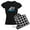 With Checker Pant, variant on - Crazy Shark Lady Pajamas - Women's Dark Pajamas