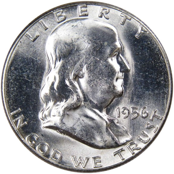1956 Franklin Half Dollar Uncirculated Silver 50c Coin