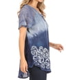 thumbnail image 4 of Sakkas Petra Women's Casual Loose Flared Corset Short Sleeve Lace Blouse Top Tunic - 2211-TealBlue - Plus Size, 4 of 5