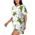 thumbnail image 2 of Naloa Cute Turtle Women's Short-Sleeved Pajama Set, Loungewear, Summer pajamas, Breathable Cozy - Large, 2 of 9