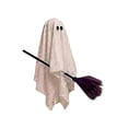thumbnail image 3 of Hanging Ghosts Decorations Outdoor,3 Pack Cute Flying Ghosts on Brooms for Halloween Porch Yard Patio Tree Indoor Light Brown, 3 of 5