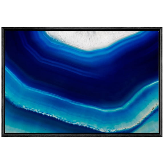 wall26 - Framed Canvas Wall Art - Abstract Agate Slice Pattern - Giclee Print Gallery Wrap Modern Home Art Ready to Hang - 16"x24" Black