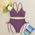 thumbnail image 2 of Gibobby Conjunto de traje de baño de bikini Traje de baño sexy separado con cuello en V para mujer con pechos grandes y copas grandes(Morado,XL), 2 of 3