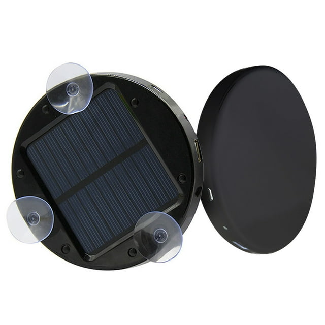1800mAh Black Solar-Powered Window-Mounted Power Bank - Portable Emergency Charger with Monocrystalline Silicon Panel, 5V/1A Input/Output, ABS Plastic Housing, Compatible with Mobile ,