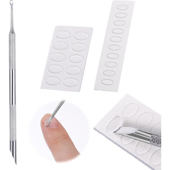 Qianyu Cuticle Pusher Stainless Steel Prep Nail Pushers Dual Ended Dead Skin Gel Nail Polish Remover Cuticle Cutter Peeler Cleaner Tool with Sandpaper Sheets for Nail Care Art Manicure Pedicure