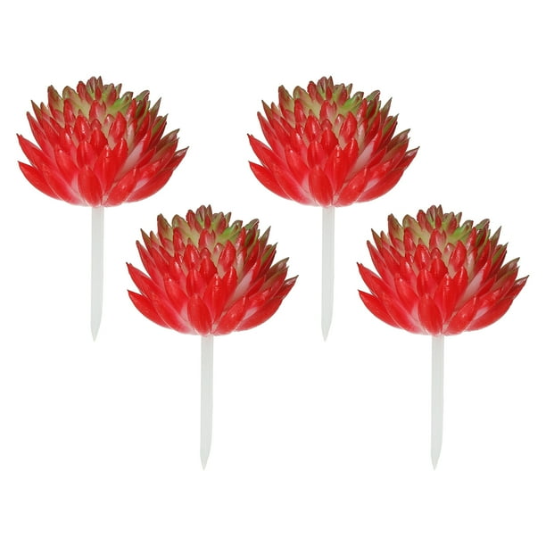 Uxcell Mini Suculentas Artificiales Sin Maceta, Picos de Suculentas Falsas, Plantas Suculentas Rojas y Verdes, Paquete de 4