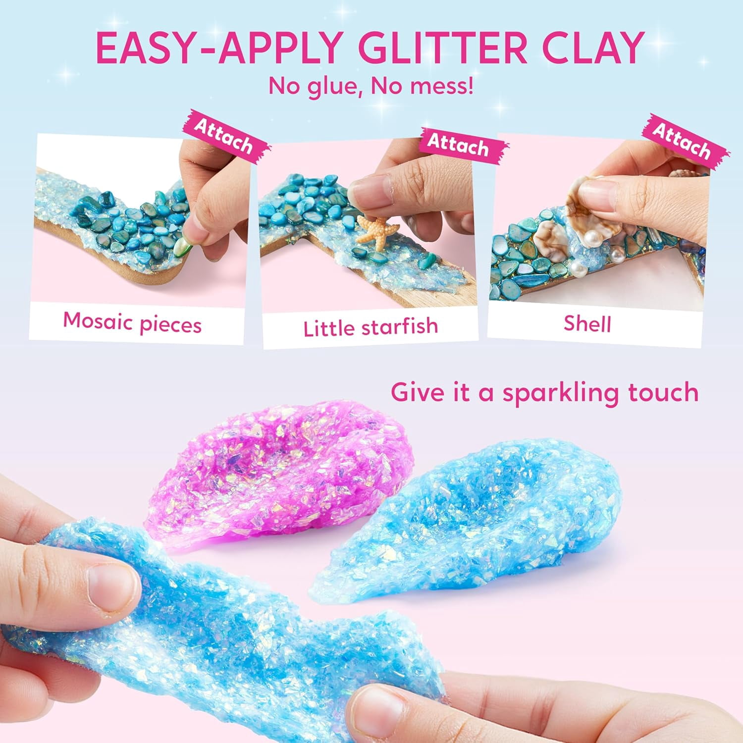 Klever Kits DIY Picture Frames Art Craft Kits for Kids, Make Your Own Mosaic Photo Frame Kit, Creative Gift for Girls Ages 6+