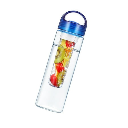 

750ml Plastic Water Bottle Portable Fruit Juice Leakproof Drinking Cup for Travel Sports (Blue)