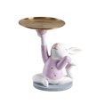 thumbnail image 2 of Estatua de conejo, bandeja para baratijas de joyería, bandeja de resina nórdica para pendientes de joyería, figura de conejo, escultura de conejo para Púrpura claro, 2 of 8