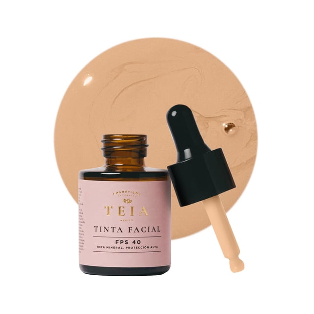 TEIA COSMETICOS Tinta de Maquillaje FPS 40 100% mineral - Escualeno y Vitamina E - Cobertura media 20ml tono MEDIO