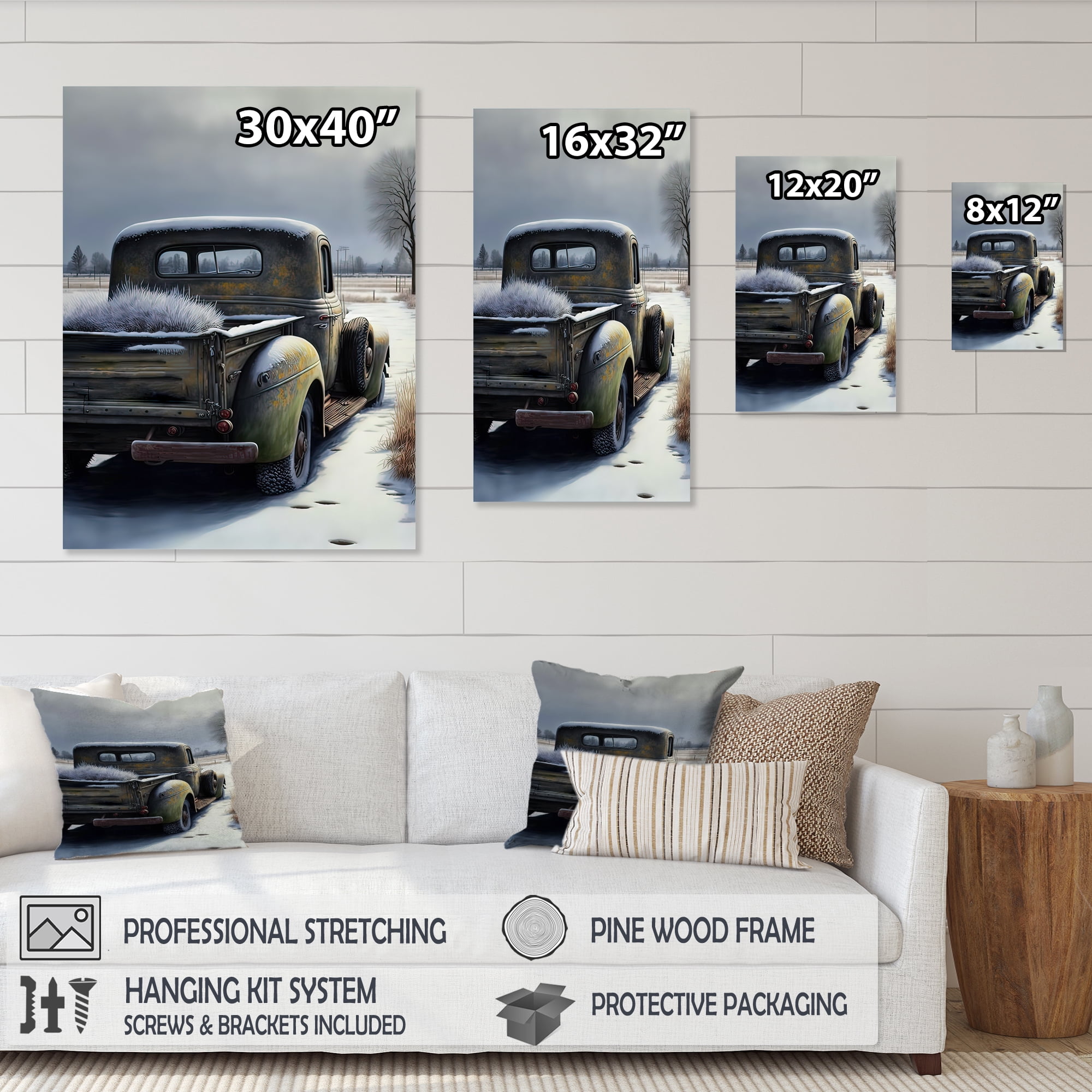 Designart Barn Flower Delivery Truck III Canvas Wall Art