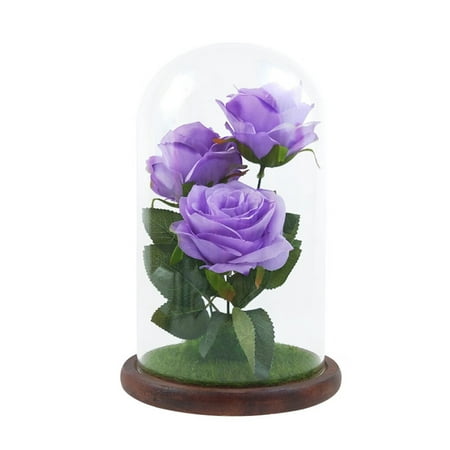 

Romantic Immortal Flower Micro Landscape Rose Simulation Glass Shade Led Llight Class