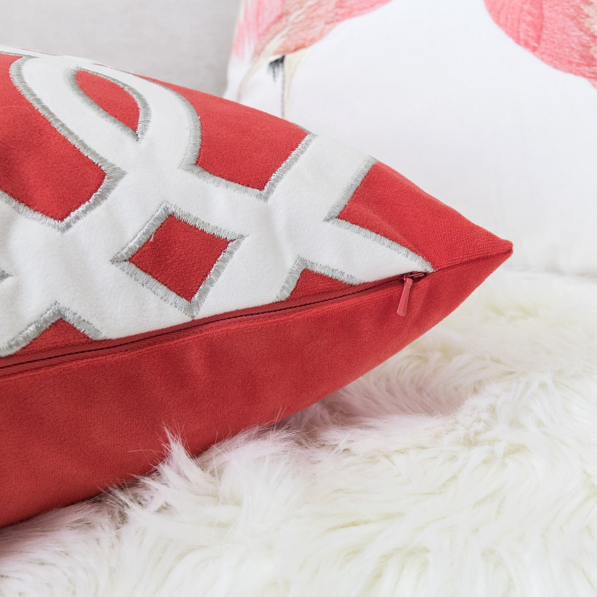 Nandini Coral Abstract Polyester 20 in. x 20 in. Throw Pillow