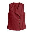 thumbnail image 4 of Pounoo Vests for Women Asymmetric Lapel Collar Button Front Sleeveless Tops for Women Loose Fit Office Linen Tops for Women, 4 of 7