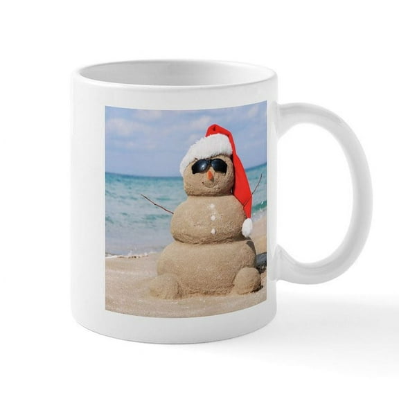 CafePress - Beach Snowman Mugs - 11 oz Ceramic Mug - Novelty Coffee Tea Cup