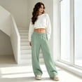 thumbnail image 6 of VV AVEORS Wide Leg Sweatpants Women Baggy High Waisted Gym Workout Joggers Elastic Waist Track Pants Mint Green 2XL, 6 of 7