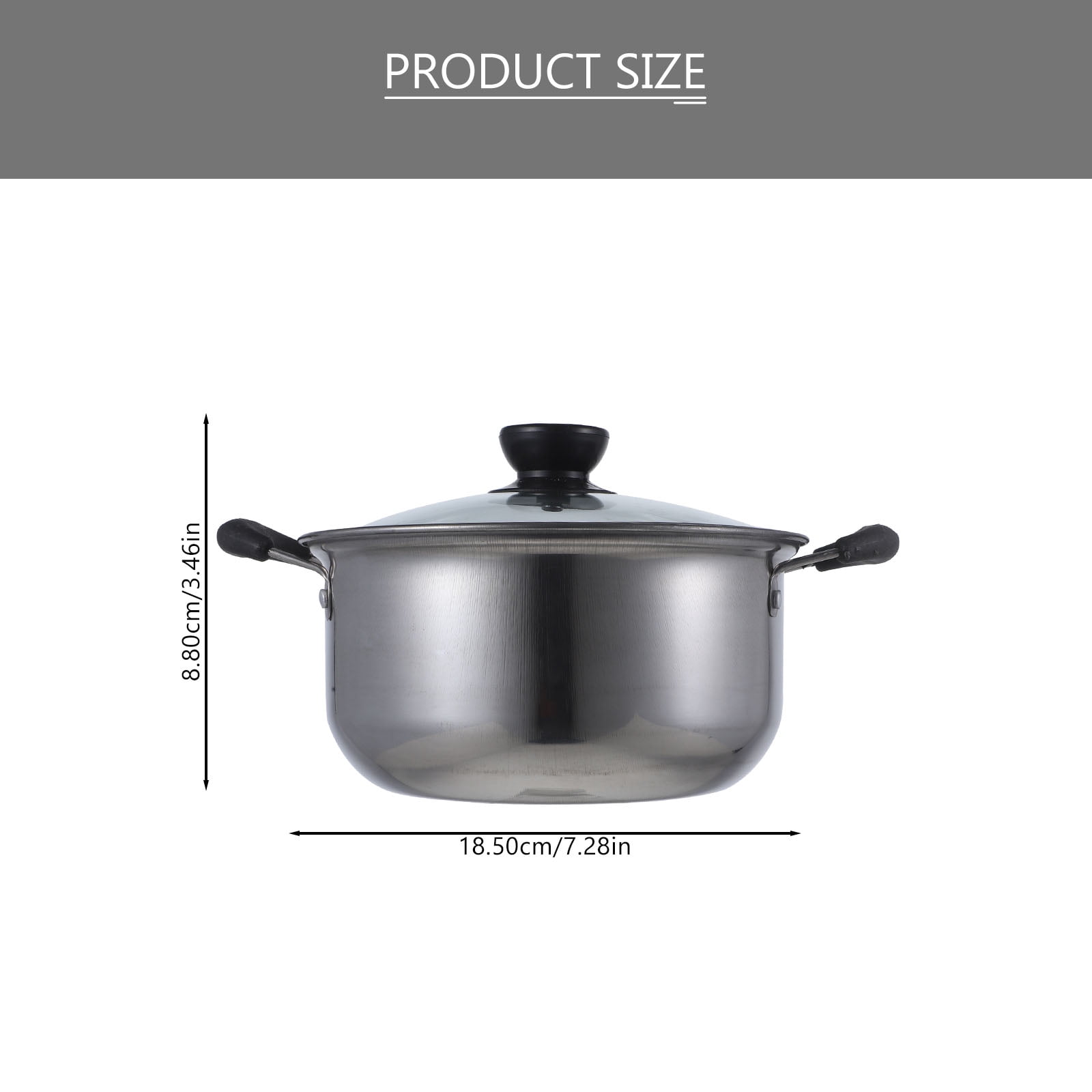 1pc Stainless Steel Soup Pot Multifunctional Pot Practical Hot Pot with Glass Lid