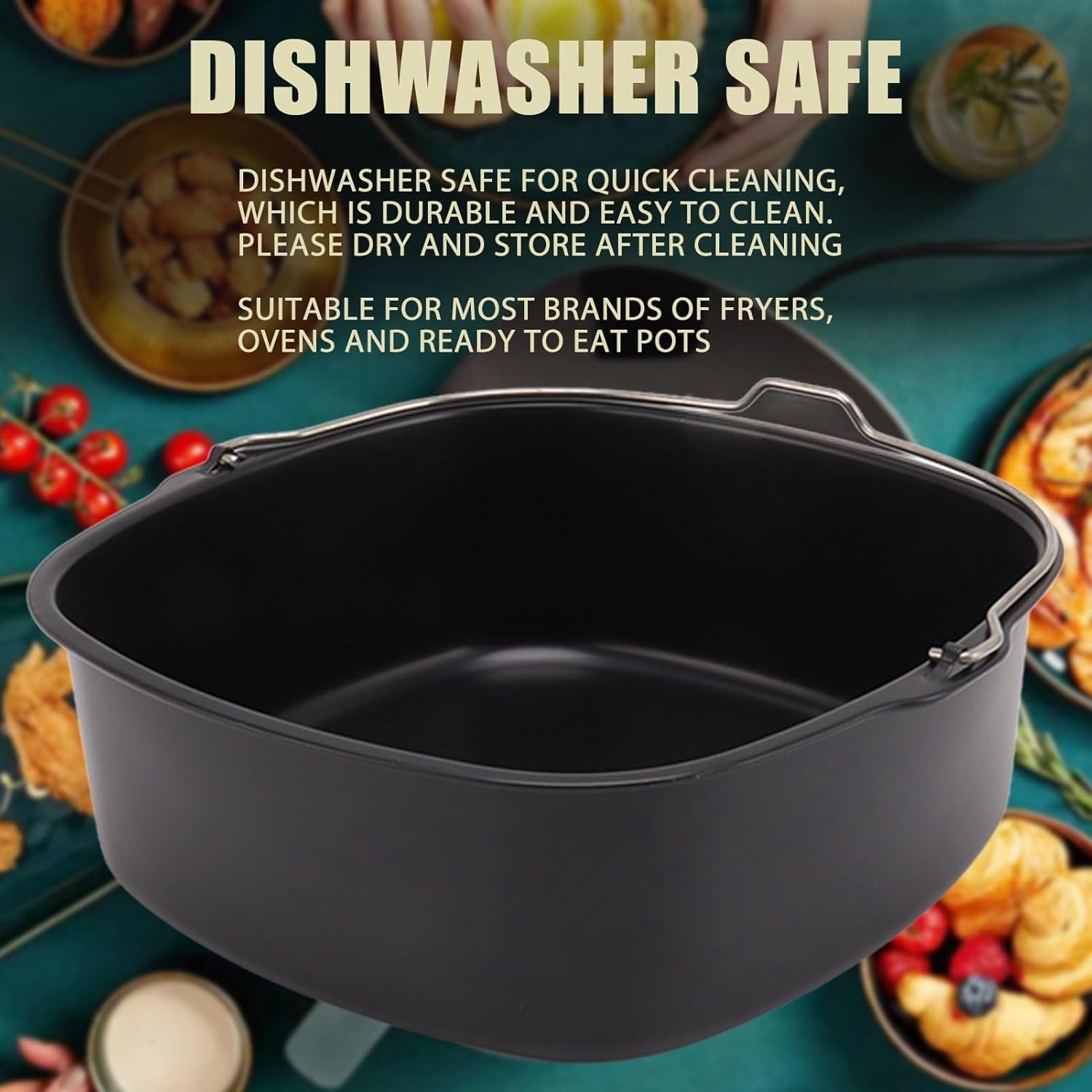 ABCISI Air Fryer Accessory, Nonstick Air Fryer Cake Barrel for Home Kitchen, Pizza Bread Baking Pan for 3.8QT-8QT Standard Deep Fryers, Dishwasher Safe(7 inch)