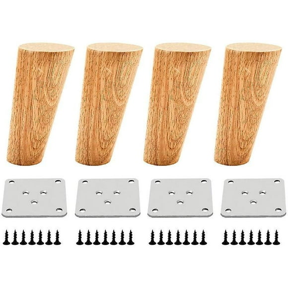 Dww-4x Pieds Meubles En Bois 8cm Pieds Pour Table Lit Armoire Avec Plaques De Montage Et Vis