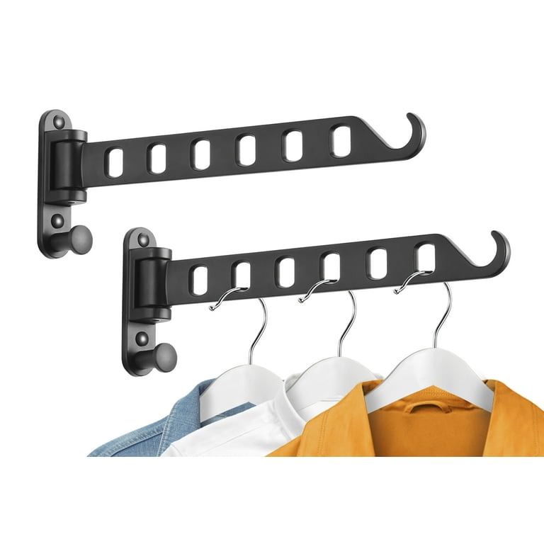 Wall Mounted Clothes Hanger with Swing Arm Laundry Room Dryer Rack Folding Valet Hook Sturdy Hanging Foldable 180 Rotation Solid Aluminum
