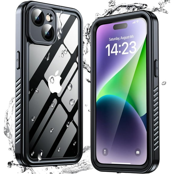 for iPhone 14 Case Waterproof, iPhone 14 Phone Case with [Built-in Screen Protector & Camera Protector][Full Body Protection][12FT Military Shockproof] Case for iPhone 14 (Black)